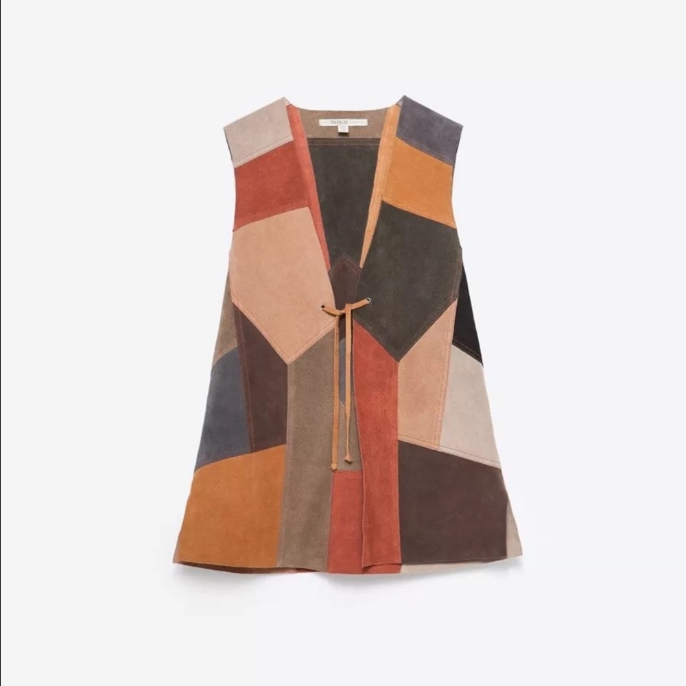 Zara Genuine Leather Patchwork Vest - image 2